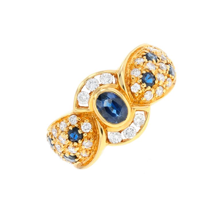 Bague saphir 0.54 carat et diamants 0.60 carat or jaune 6.09g Comme neuf -  reconditionné disponible sur Gemme Les Bijoux
